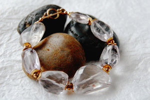 Lavender Rock Quartz & Gold Filled Toggle Clasp Bracelet